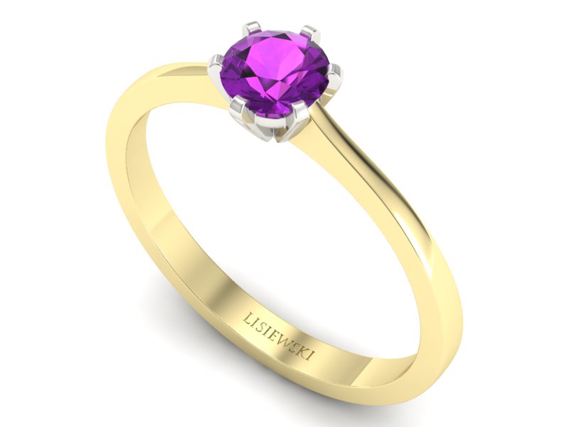 Złoty pierścionek z ametystem dwukolorowe złoto - p15003zbat — zdjęcie 3