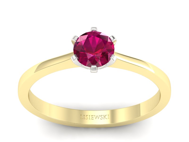 Złoty pierścionek z rubinem dwukolorowe złoto - p15003zbr