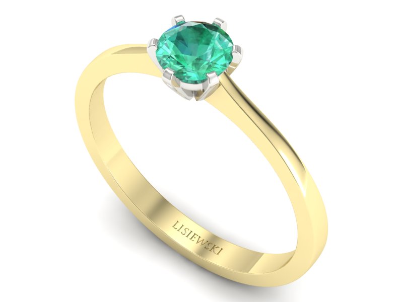 Pierścionek ze szmaragdem żółte i białe złoto - p15003zbsm — zdjęcie 3