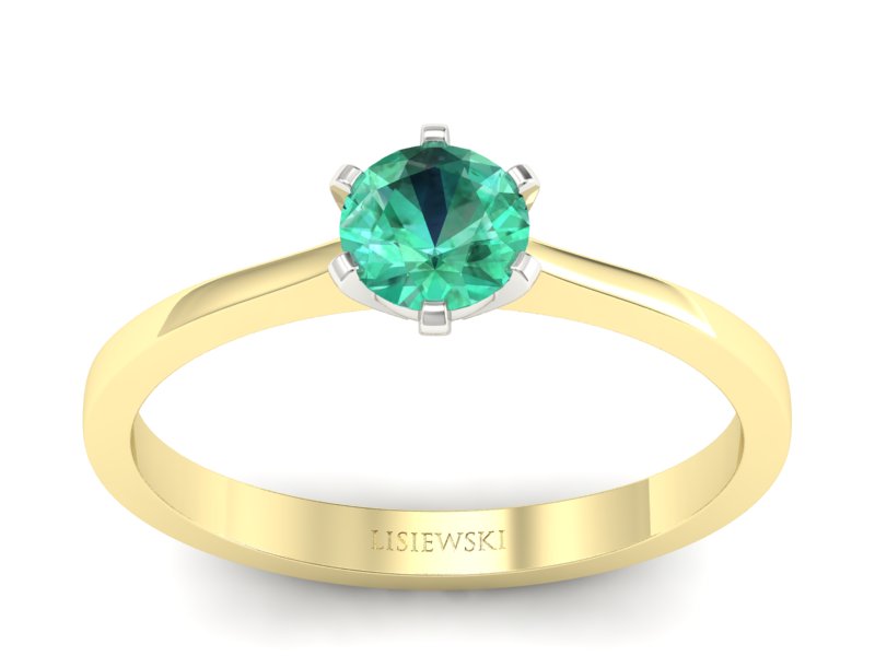 Pierścionek ze szmaragdem żółte i białe złoto - p15003zbsm