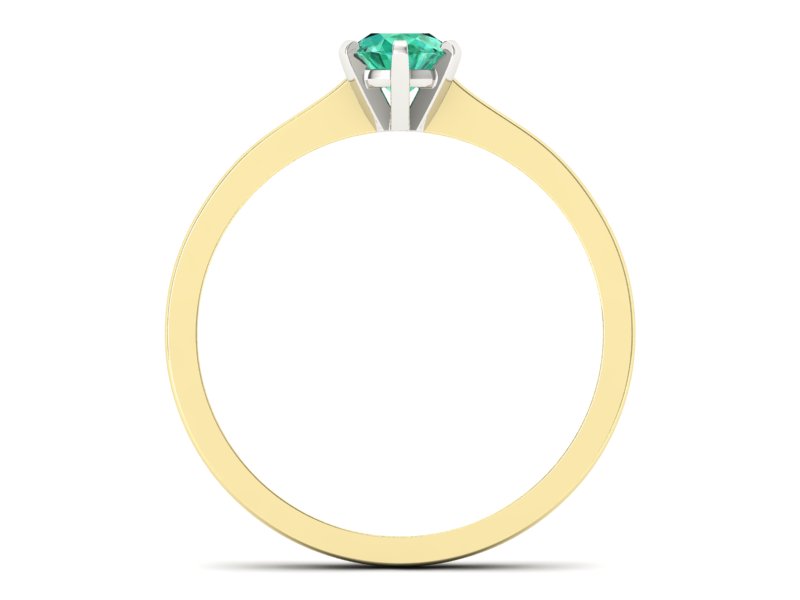 Pierścionek ze szmaragdem żółte i białe złoto - p15003zbsm — zdjęcie 2
