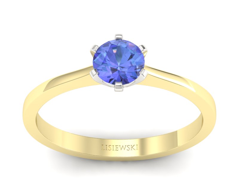 Złoty pierścionek z tanzanitem - p15003zbt