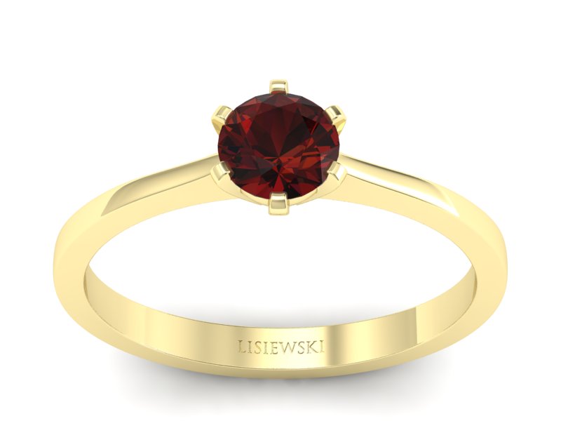 Złoty pierścionek z granatem żółte złoto - p15003zgr