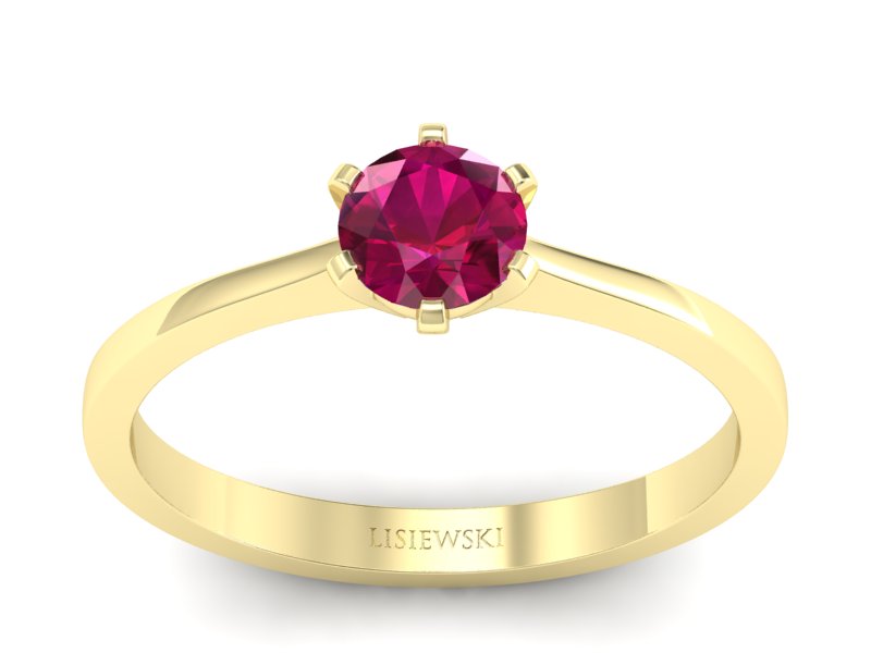 Złoty pierścionek z rubinem żółte złoto - p15003zr