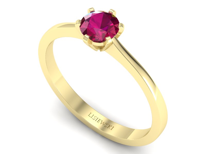 Złoty pierścionek z rubinem żółte złoto - p15003zr — zdjęcie 3