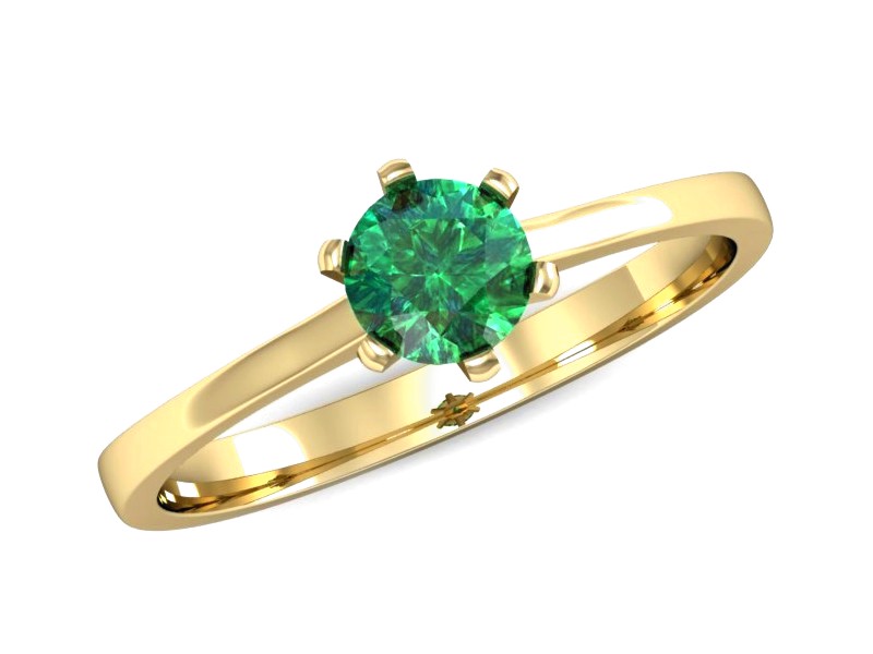 Złoty pierścionek ze szmaragdem żółte złoto - p15003zsm — zdjęcie 4