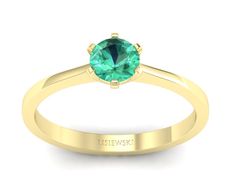Złoty pierścionek ze szmaragdem żółte złoto - p15003zsm