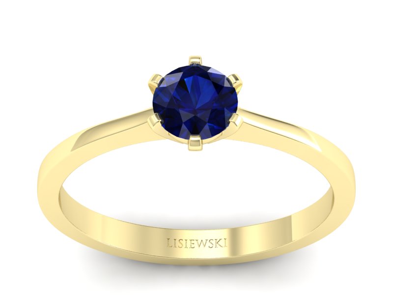 Złoty pierścionek z szafirem żółte złoto - p15003zsz