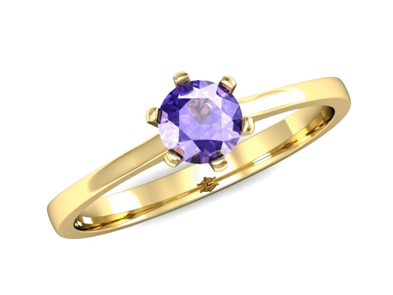 Złoty pierścionek z tanzanitem żółte złoto - p15003zt — zdjęcie 4