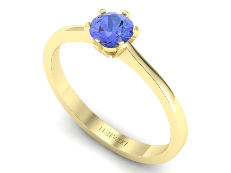 Złoty pierścionek z tanzanitem żółte złoto - p15003zt — zdjęcie 3