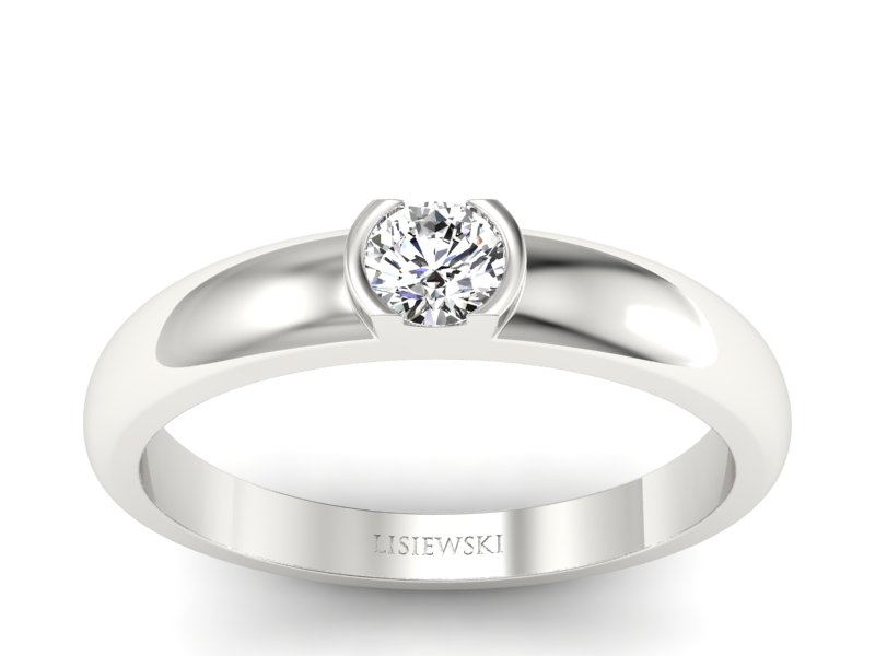 Złoty pierścionek z brylantem białe złoto - P15004b