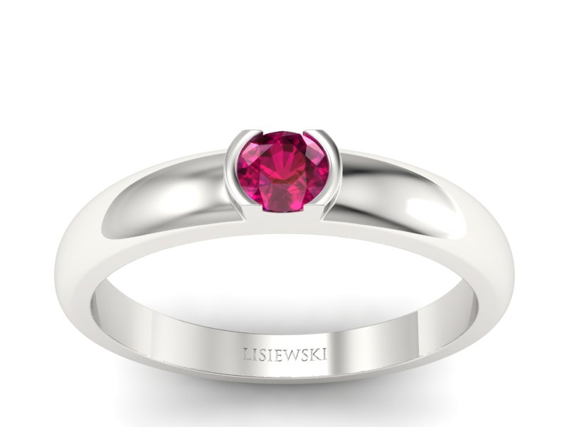 Złoty pierścionek z rubinem białe złoto - p15004br