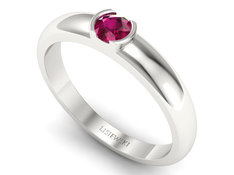 Złoty pierścionek z rubinem białe złoto - p15004br — zdjęcie 3
