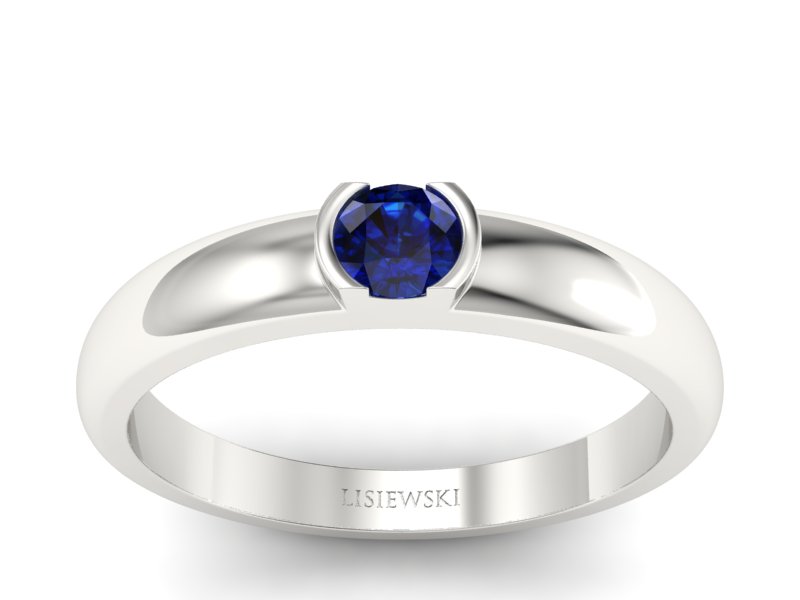 Złoty pierścionek z szafirem białe złoto - p15004bsz