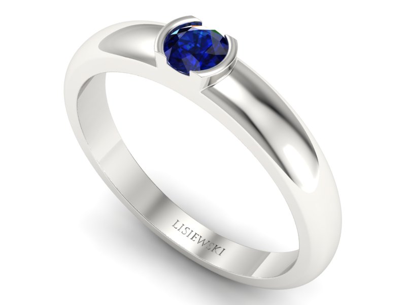 Złoty pierścionek z szafirem białe złoto - p15004bsz — zdjęcie 3