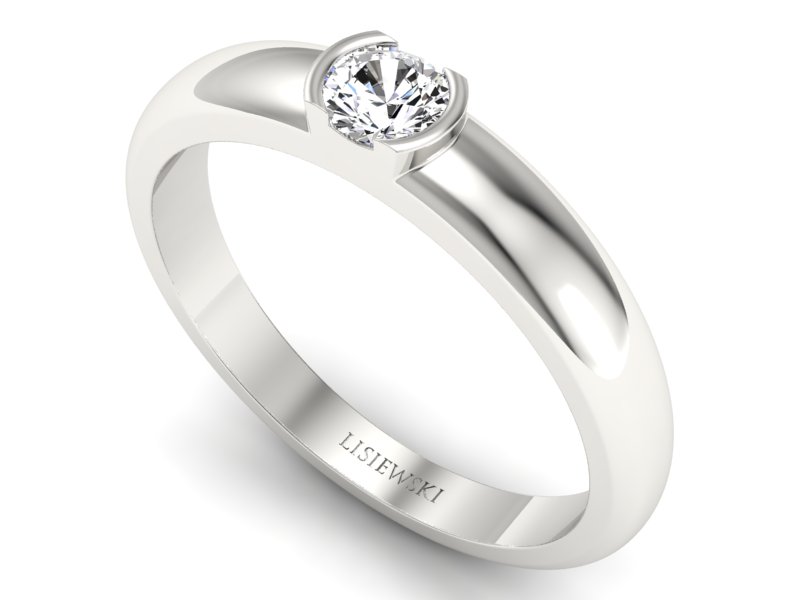 Pierścionek z platyny z diamentem - P15004pt — zdjęcie 3