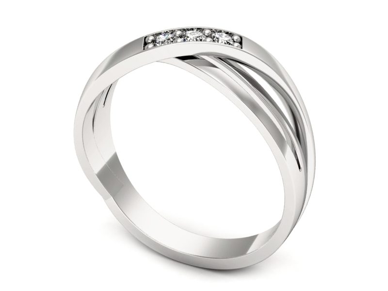Złoty pierścionek z brylantami białe złoto - P15005b — zdjęcie 3