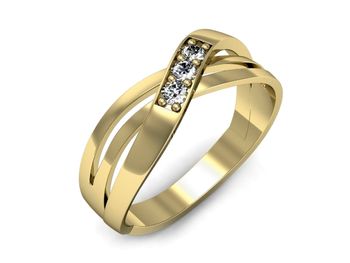 Złoty Pierścionek z diamentami żółte złoto próby 585 - p15005z - 1