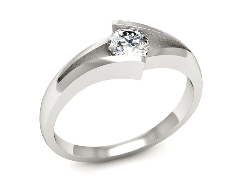 Złoty Pierścionek z brylantem białe złoto 585 - P15006b_036 — zdjęcie 3