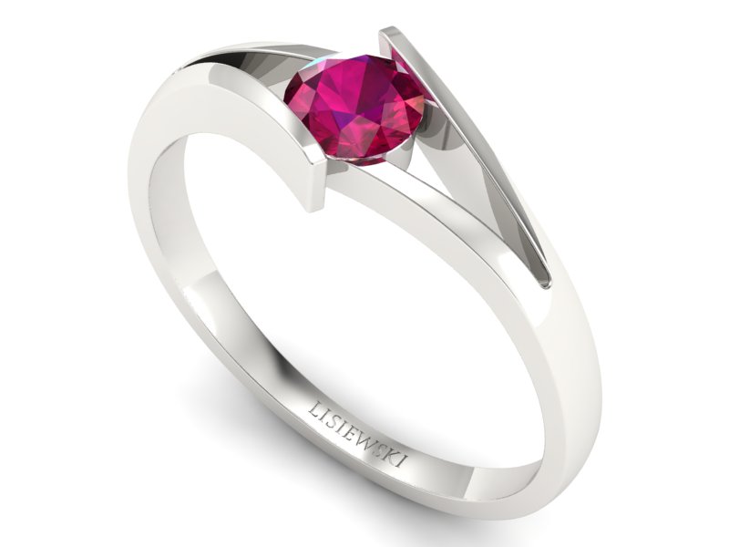 Złoty pierścionek z rubinem białe złoto - P15006br — zdjęcie 3