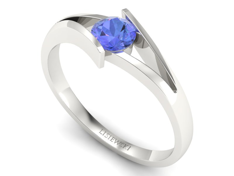 Złoty pierścionek z tanzanitem białe złoto - P15006bt — zdjęcie 3