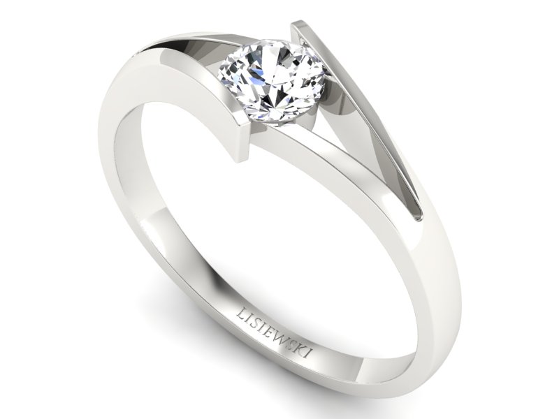 Złoty pierścionek z brylantem białe złoto - P15006bVV — zdjęcie 3