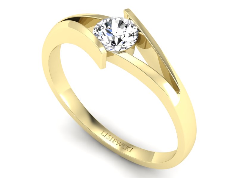 Złoty pierścionek z brylantem żółte złoto - P15006zP — zdjęcie 3