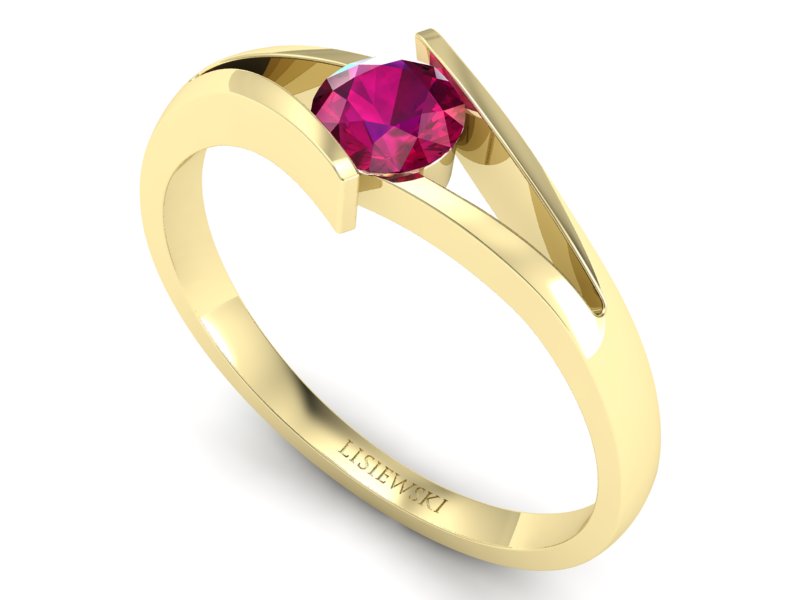 Złoty pierścionek z rubinem żółte złoto - P15006zr — zdjęcie 3