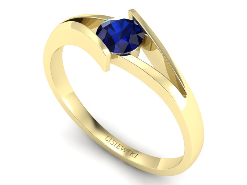 Złoty pierścionek z szafirem żółte złoto - P15006zsz — zdjęcie 3