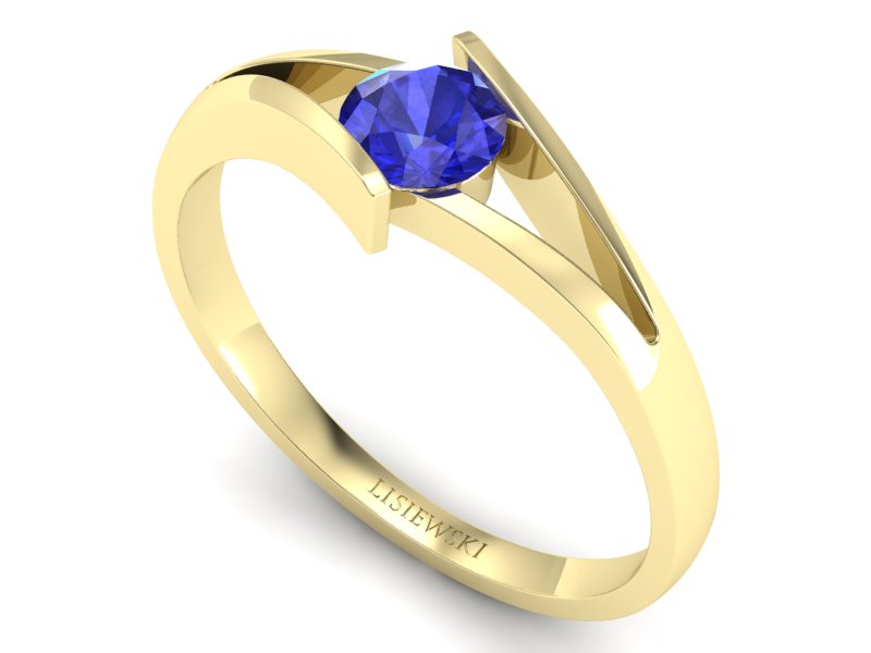 Złoty pierścionek z szafirem żółte złoto - P15006zszc — zdjęcie 3