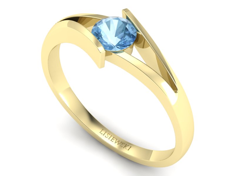 Złoty pierścionek z topazem żółte złoto - P15006ztp — zdjęcie 3