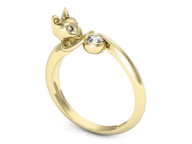 Złoty pierścionek z brylantami żółte złoto - p15007z — zdjęcie 3