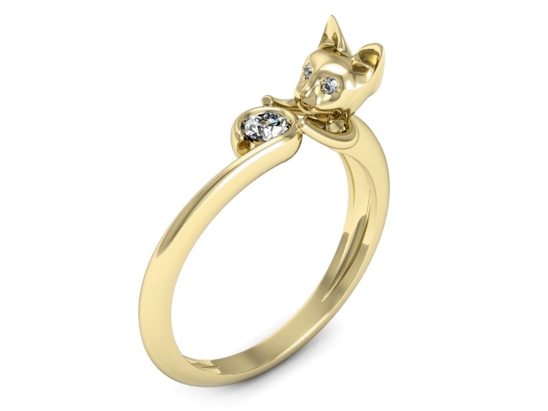 Złoty pierścionek z brylantami żółte złoto - p15007z