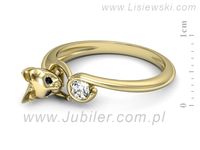 Pierścionek z brylantem i szafirami żółte złotopróba 585 - p15007zsz- 2