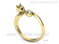 Pierścionek z brylantem i szafirami żółte złotopróba 585 - p15007zsz- 3