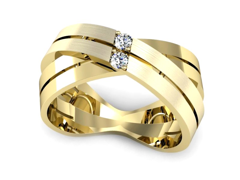 Złoty pierścionek z brylantami żółte złoto - P15008z — zdjęcie 3