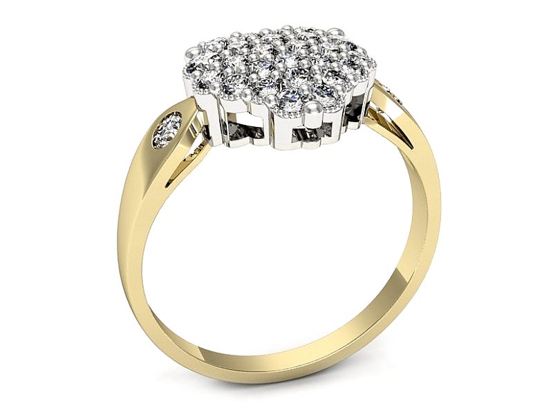 Pierścionek z diamentami żółte i białe złoto - P15009bz — zdjęcie 3