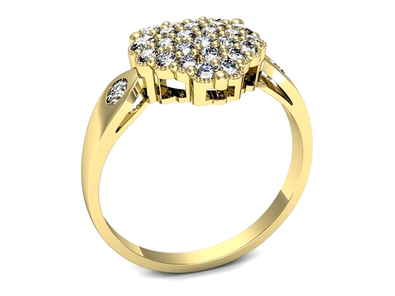 Złoty pierścionek z brylantami żółte złoto - P15009z — zdjęcie 3