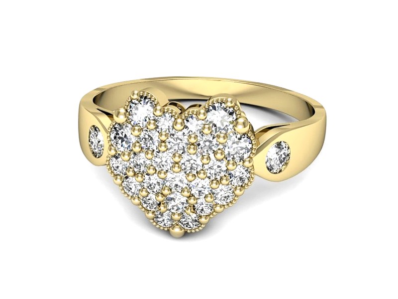 Złoty pierścionek z brylantami żółte złoto - P15009z — zdjęcie 2