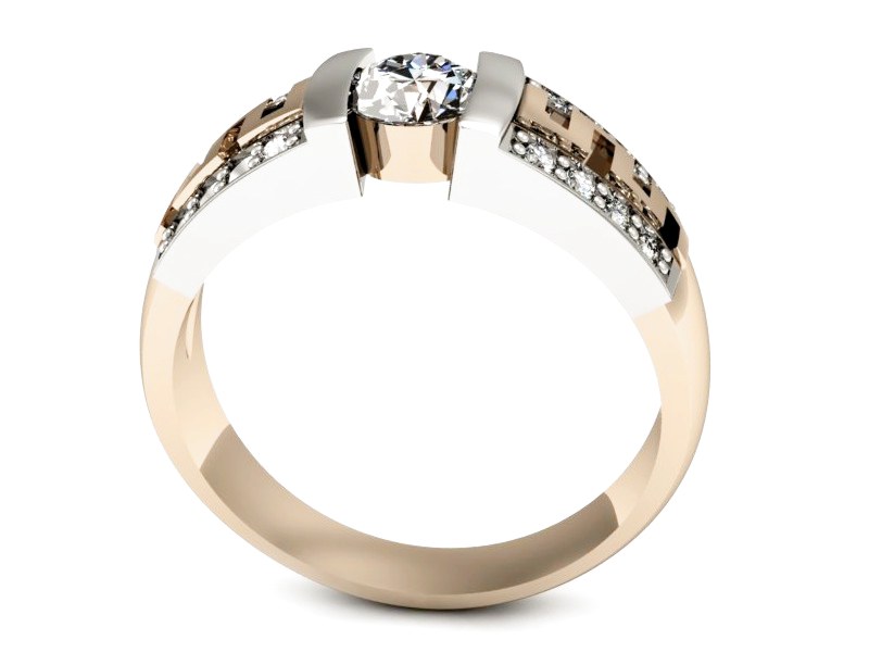 Pierścionek z brylantem różowe białe złoto - P15010cbbr_P_G — zdjęcie 3
