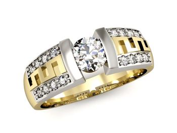Pierścionek z diamentami żółte białe złoto - P15010zb_SI_H - 1