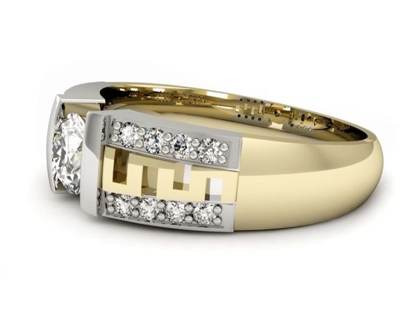 Pierścionek z diamentami żółte białe złoto - P15010zb_SI_H