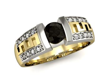 Pierścionek z czarnym brylantem złoto 585 - P15010zbcz - 1