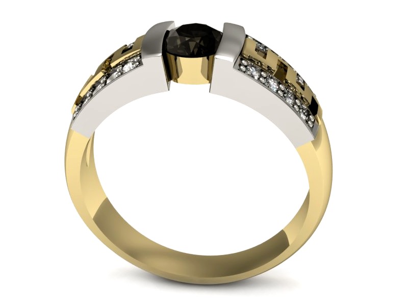 Pierścionek z czarnym brylantem - P15010zbcz — zdjęcie 3