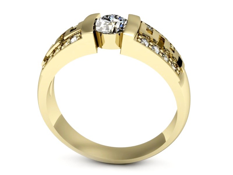 Złoty pierścionek z brylantem żółte złoto - P15010zbr — zdjęcie 3