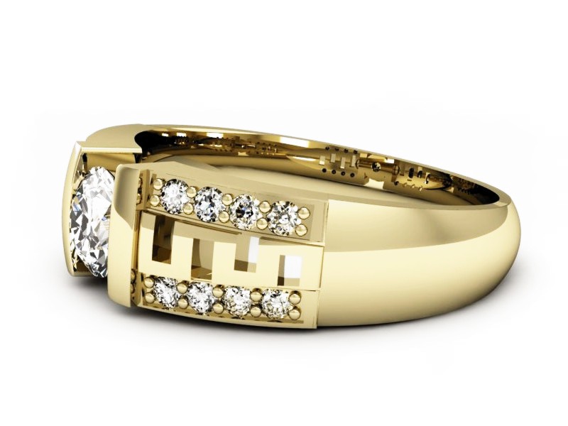 Złoty pierścionek z brylantem żółte złoto - P15010zbr — zdjęcie 2