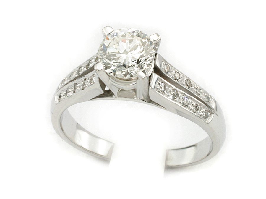 Pierścionek zaręczynowy z brylantem białe złoto - P15011b_br — zdjęcie 4