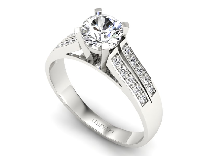 Pierścionek zaręczynowy z brylantem białe złoto - P15011b_br — zdjęcie 3