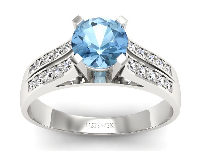 Pierścionek zaręczynowy z topazem i brylantami - p15011ba