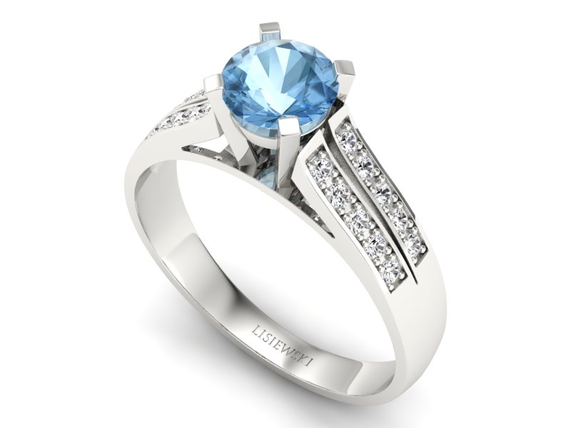 Pierścionek zaręczynowy z topazem i brylantami - p15011ba — zdjęcie 3